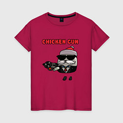 Женская футболка Chicken gun santa