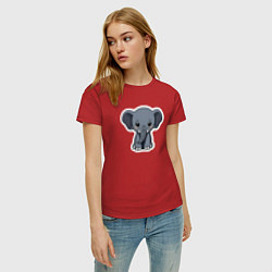 Футболка хлопковая женская Красивый африканский слоненок, цвет: красный — фото 2