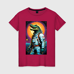 Женская футболка Крокодил космонавт - нейросеть