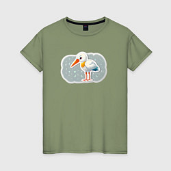 Женская футболка Птенец черно белого аиста