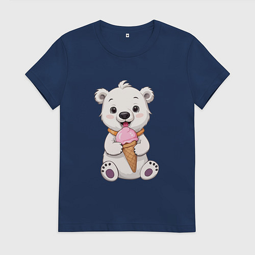 Женская футболка Полярный медведь с мороженым / Тёмно-синий – фото 1