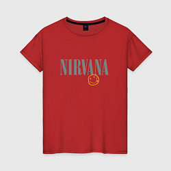 Футболка хлопковая женская Nirvana logo smile, цвет: красный