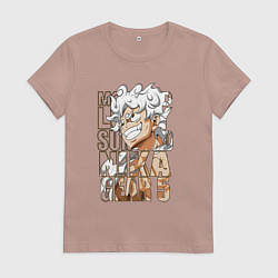 Футболка хлопковая женская Луффи пятый гир, цвет: пыльно-розовый