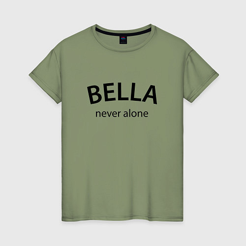 Женская футболка Bella never alone - motto / Авокадо – фото 1