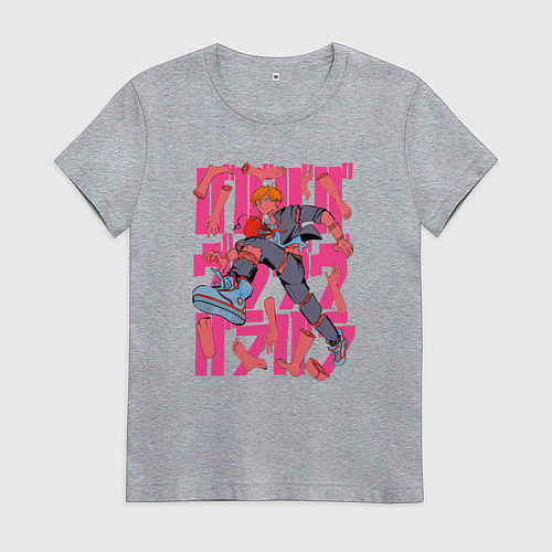 Женская футболка Дэнджи - Человек-бензопила / Меланж – фото 1