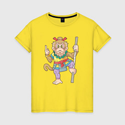 Футболка хлопковая женская Царь обезьян, цвет: желтый