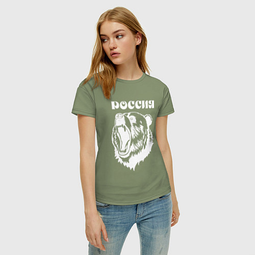 Женская футболка Ревущий медведь Россия / Авокадо – фото 3