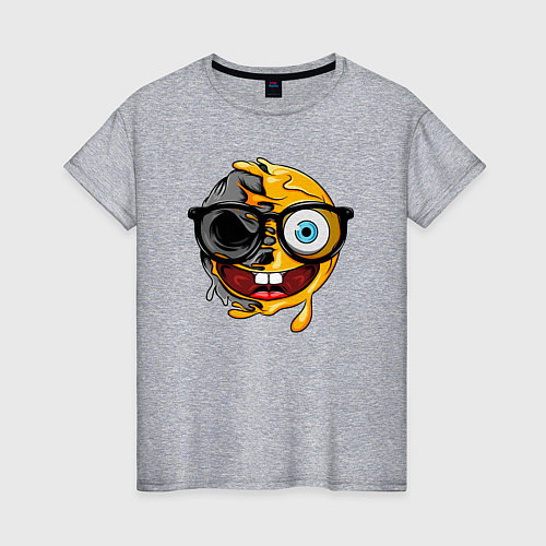 Женская футболка Весёлый смайл в очках / Меланж – фото 1