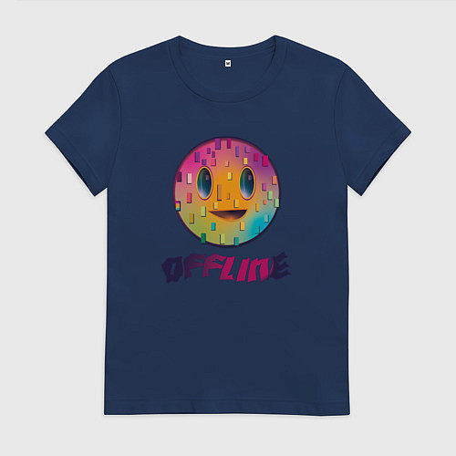 Женская футболка Offline улыбка смайла / Тёмно-синий – фото 1