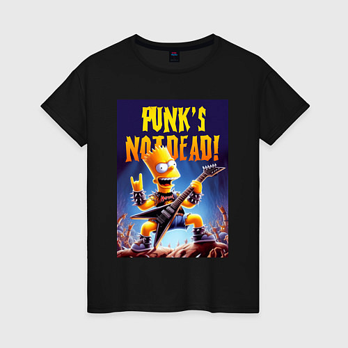 Женская футболка Bart Simpson - punks not dead / Черный – фото 1