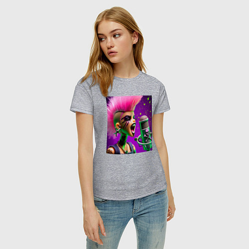 Женская футболка Barbie and punks not dead / Меланж – фото 3