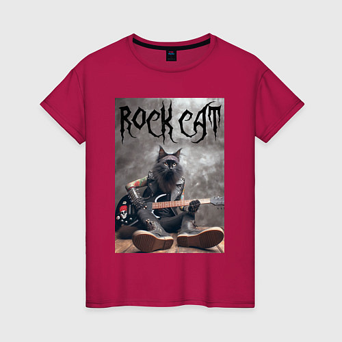 Женская футболка Rock cat - ai art / Маджента – фото 1