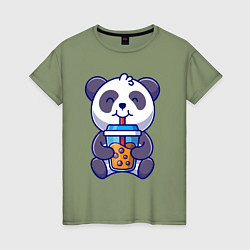 Женская футболка Drinking panda