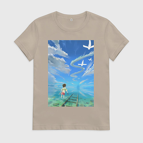 Женская футболка Тихиро Огино Хаку / Миндальный – фото 1