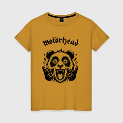 Футболка хлопковая женская Motorhead - rock panda, цвет: горчичный