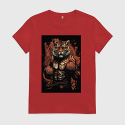 Женская футболка Тайский бокс тигр в стойке