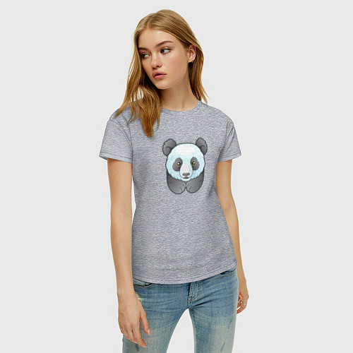 Женская футболка Маленькая забавная панда / Меланж – фото 3