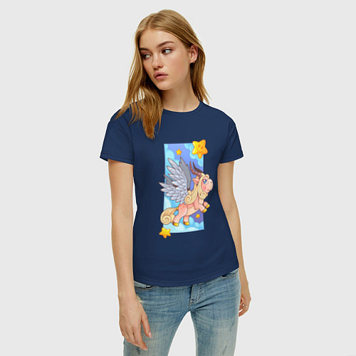 Женская футболка Пони пегас / Тёмно-синий – фото 3
