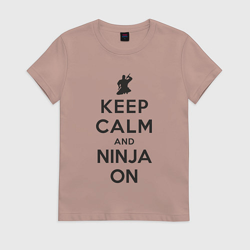 Женская футболка Keep calm and ninja on / Пыльно-розовый – фото 1