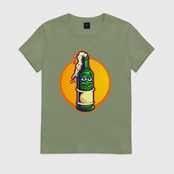 Футболка хлопковая женская Пенное в бутылке, цвет: авокадо