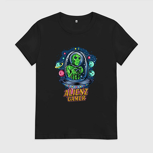 Женская футболка Инопланетянин - геймер / Черный – фото 1
