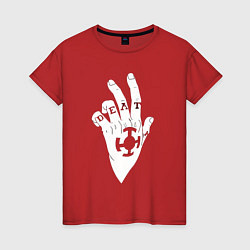 Футболка хлопковая женская Трафальгар Д Ватер Ло руки, цвет: красный