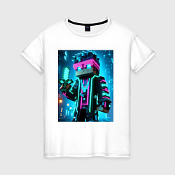 Женская футболка Minecraft - neon character ai art