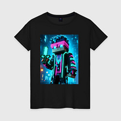 Женская футболка Minecraft - neon character ai art