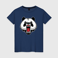 Футболка хлопковая женская Сердитая панда, цвет: тёмно-синий