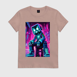 Женская футболка Minecraft - dude in the neon city