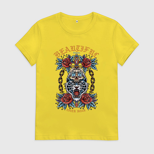 Женская футболка Рёв тигра / Желтый – фото 1