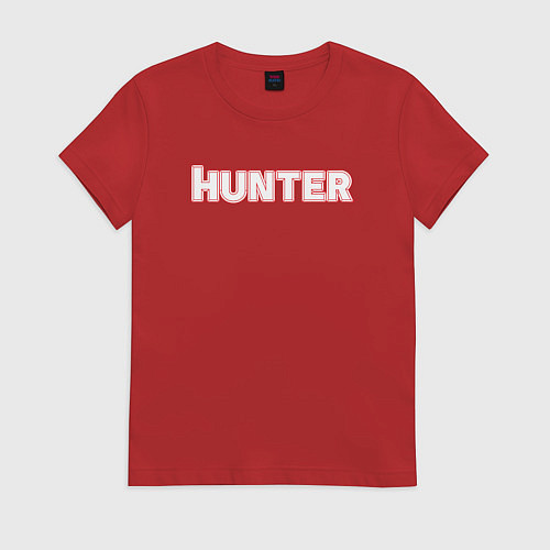 Женская футболка Hunter Белая надпись Охотник / Красный – фото 1
