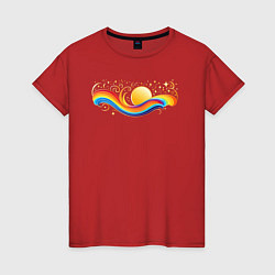 Женская футболка Радуга с солнцем и звездами