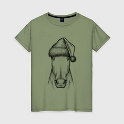Женская футболка Новогодняя лошадь