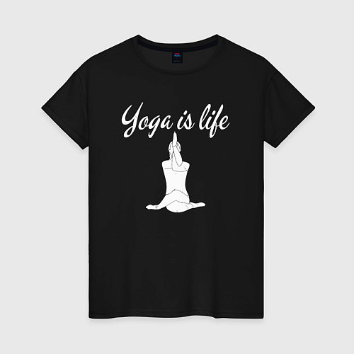 Женская футболка Yoga is life / Черный – фото 1