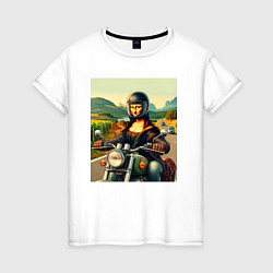 Женская футболка Mona Lisa on a motorcycle - ai art