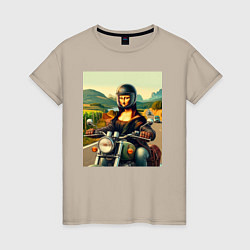 Женская футболка Mona Lisa on a motorcycle - ai art