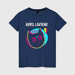 Футболка хлопковая женская Avril Lavigne rock star cat, цвет: тёмно-синий