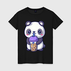 Женская футболка Panda drink