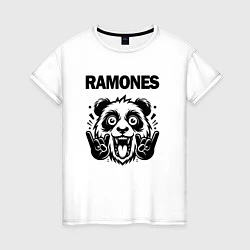 Футболка хлопковая женская Ramones - rock panda, цвет: белый