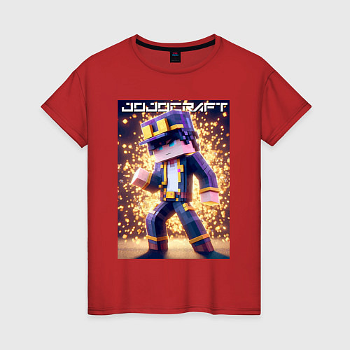 Женская футболка Jojo and Minecraft - collaboration ai art / Красный – фото 1