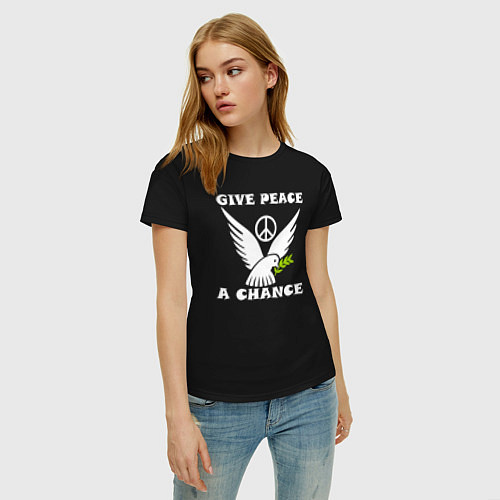 Женская футболка Дайте миру шанс / Черный – фото 3