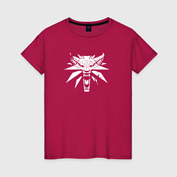 Женская футболка Знак школы волка с потертостями - Ведьмак 3