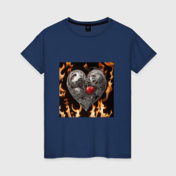 Женская футболка Механическое сердце в пламени