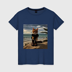 Женская футболка Пляжный котик