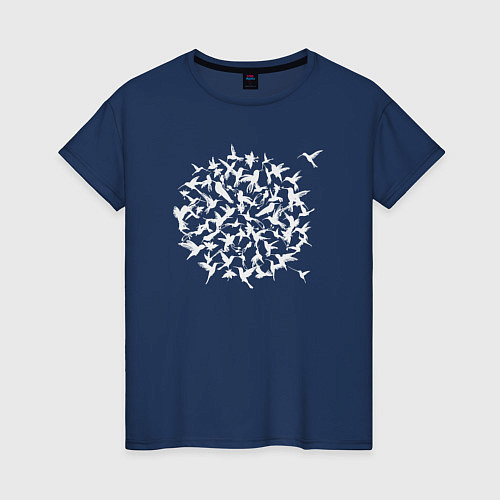 Женская футболка Птички колибри / Тёмно-синий – фото 1