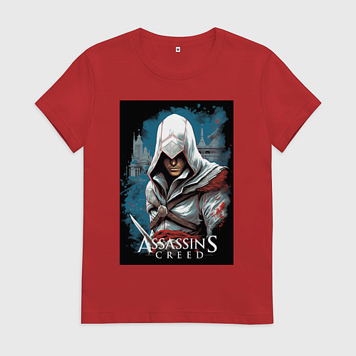 Женская футболка Assassins creed белый кинжал / Красный – фото 1