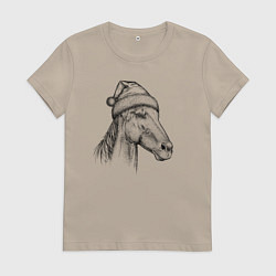 Женская футболка Лошадка новогодняя