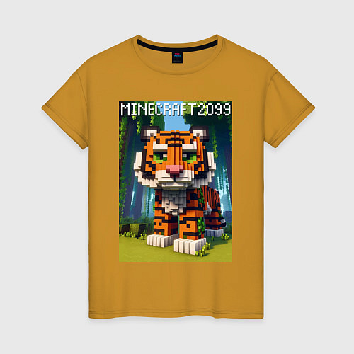Женская футболка Funny tiger cub - Minecraft / Горчичный – фото 1