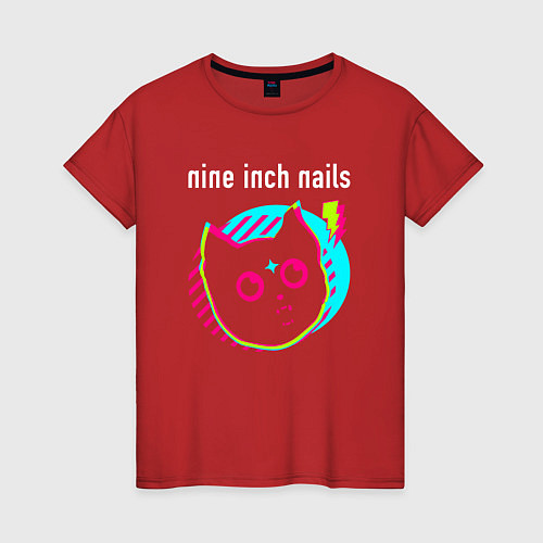 Женская футболка Nine Inch Nails rock star cat / Красный – фото 1